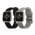 kwmobile 2x Uhrenarmband für Garmin Venu Sq 2 Music / Sq 2 / Vivoactive 6 / Vivoactive 5 Armband - Fitnesstracker Band Set aus TPU Silikon - Ersatzarmband Smartwatch - Schwarz Grau Schwarz  [dsg01]