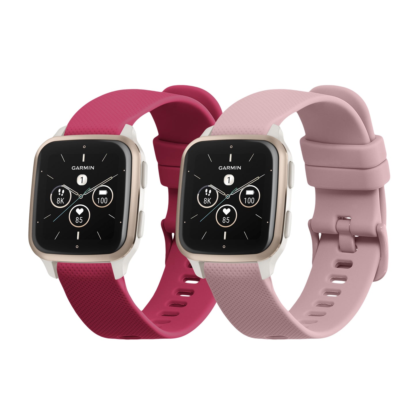 kwmobile 2x Uhrenarmband für Garmin Venu Sq 2 Music / Sq 2 / Vivoactive 6 / Vivoactive 5 Armband - Fitnesstracker Band Set aus TPU Silikon - Ersatzarmband Smartwatch - Altrosa Bordeaux Altrosa  [dsg05]