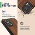Motorola Edge 30 Neo stoßfestes Hardcase mit TPU Bumper Holz Kompass