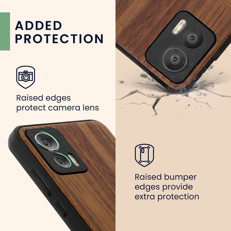 Motorola Edge 30 Neo stoßfestes Hardcase mit TPU Bumper Holz Kompass
