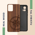 Motorola Edge 30 Neo stoßfestes Hardcase mit TPU Bumper Holz Kompass