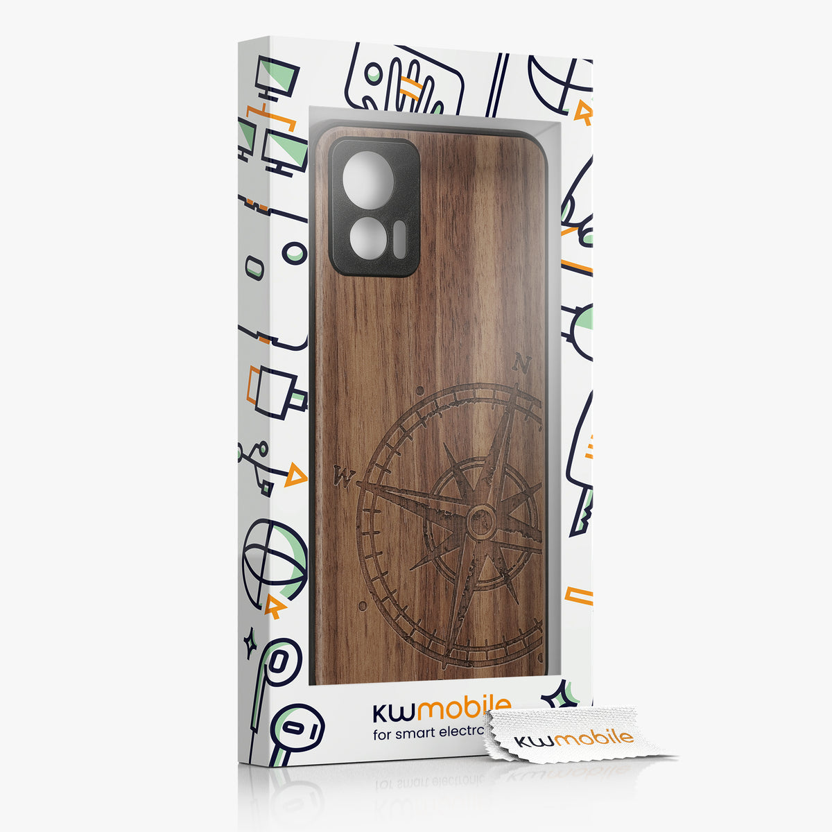 Motorola Edge 30 Neo stoßfestes Hardcase mit TPU Bumper Holz Kompass