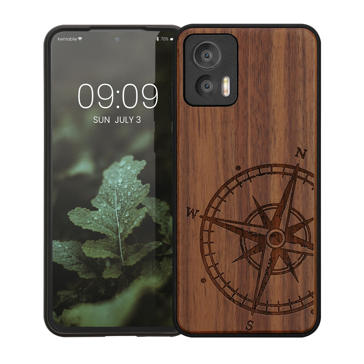 Motorola Edge 30 Neo stoßfestes Hardcase mit TPU Bumper Holz Kompass
