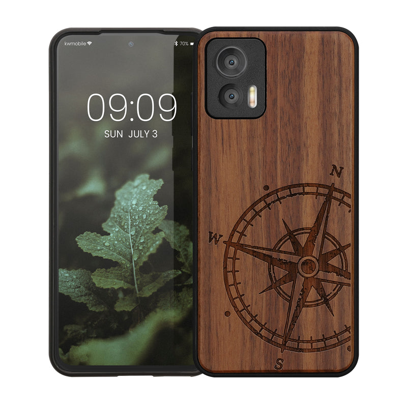 Motorola Edge 30 Neo stoßfestes Hardcase mit TPU Bumper Holz Kompass