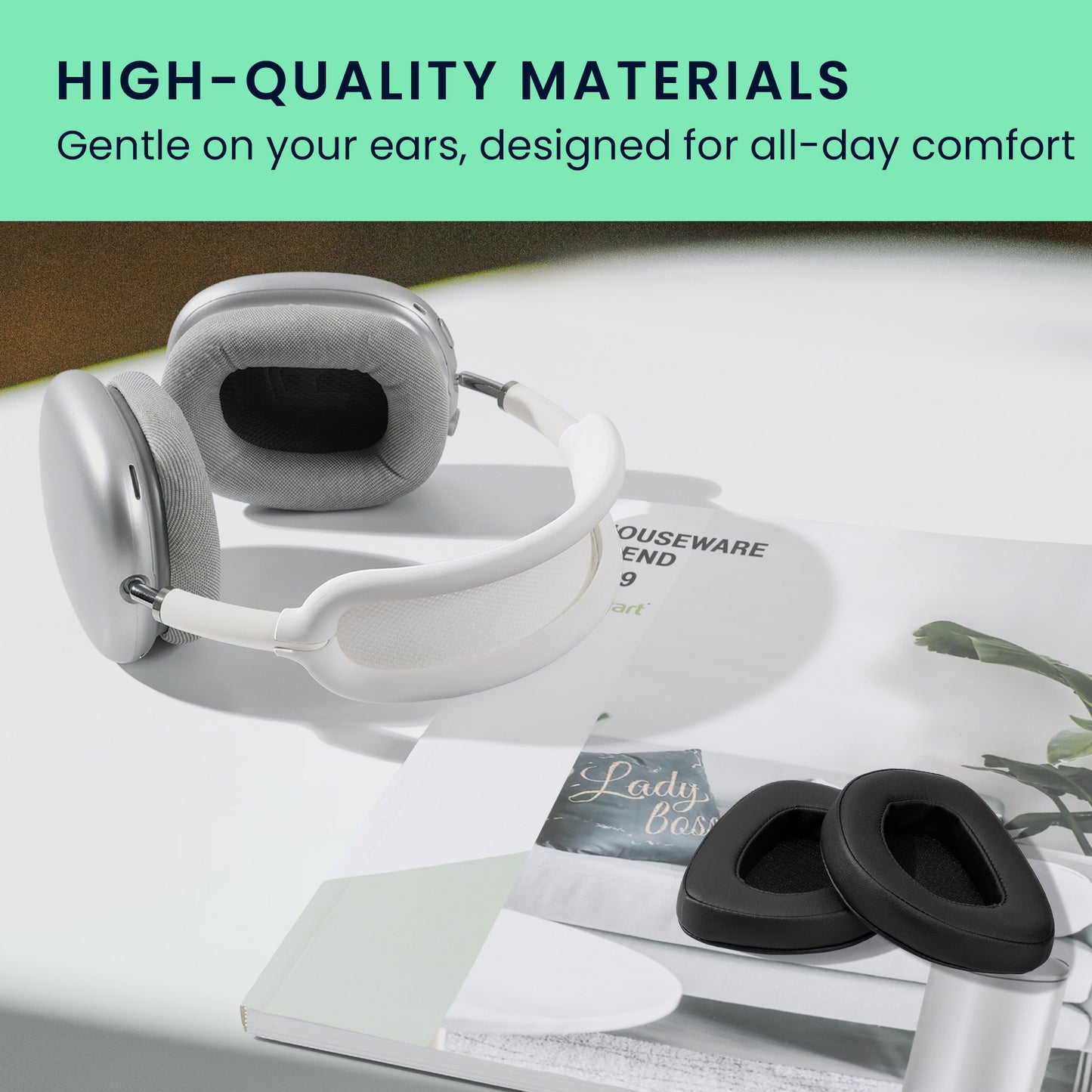 kwmobile Ohr Polster für ASUS ROG Delta S - Ersatz Ohrpolster - Kopfhörer Ersatzteile - Kopfhörer Ersatzpolster für Over Ear Headphones