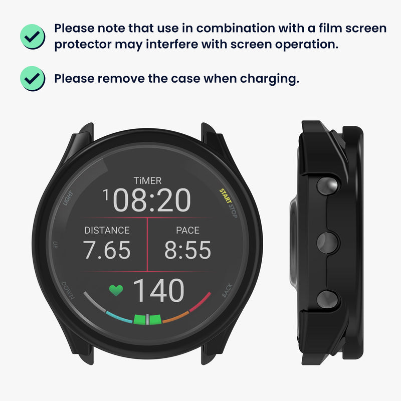 Garmin 18mm Forerunner 265S 2x Fitnesstracker Komplettschutz Hülle mit Glas Displayschutz