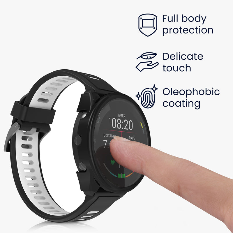 Garmin 18mm Forerunner 265S 2x Fitnesstracker Komplettschutz Hülle mit Glas Displayschutz