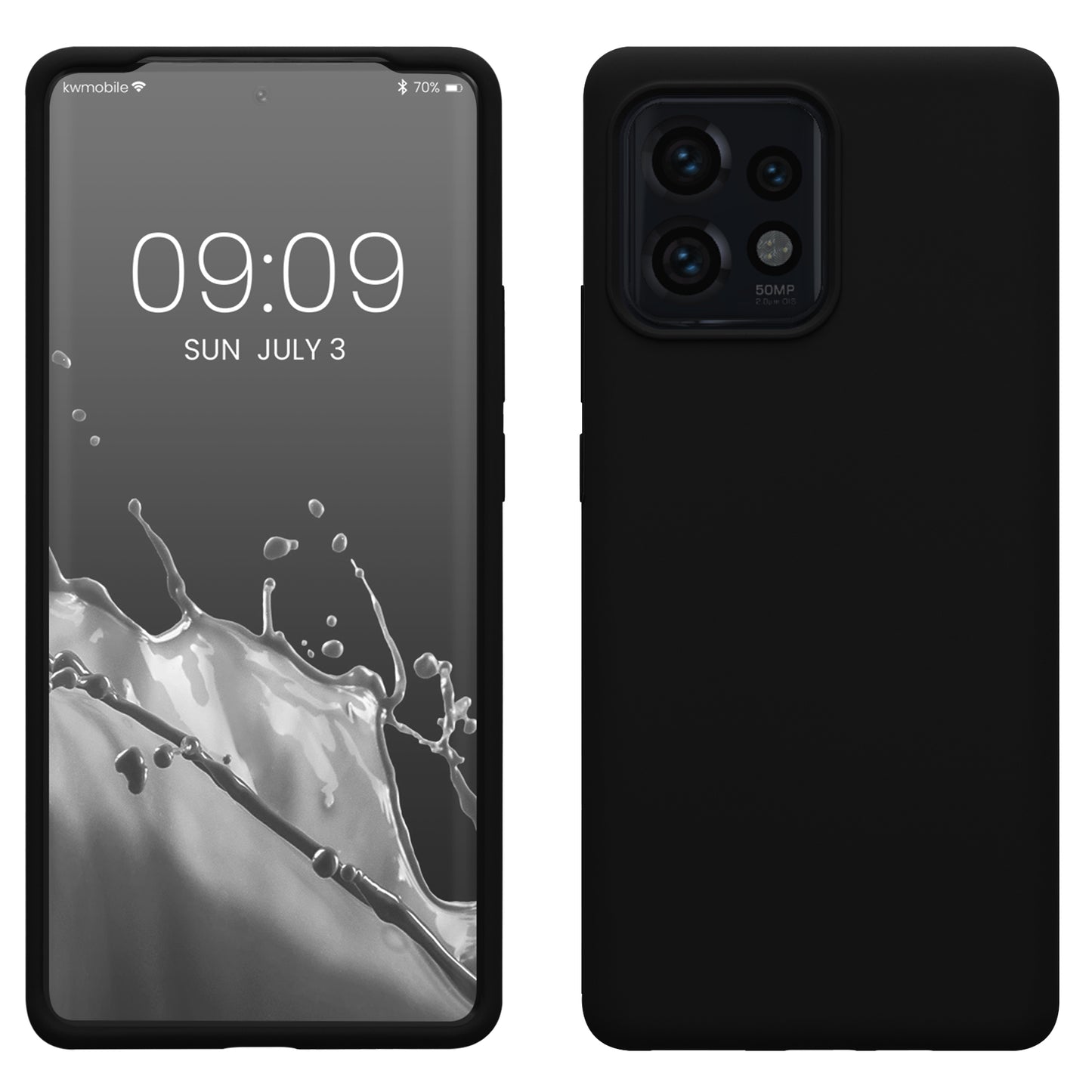 kwmobile Handyhülle für Motorola Edge 40 Pro / Edge+ (2023) Hülle - Case Silikon - Kabelloses Laden - Schutzhülle Cover in Schwarz Schwarz  