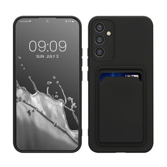 kwmobile Handyhülle für Samsung Galaxy A34 5G Hülle mit Kartenfach - TPU Case - Kabelloses Laden - Schutzhülle Cover in Schwarz Schwarz  