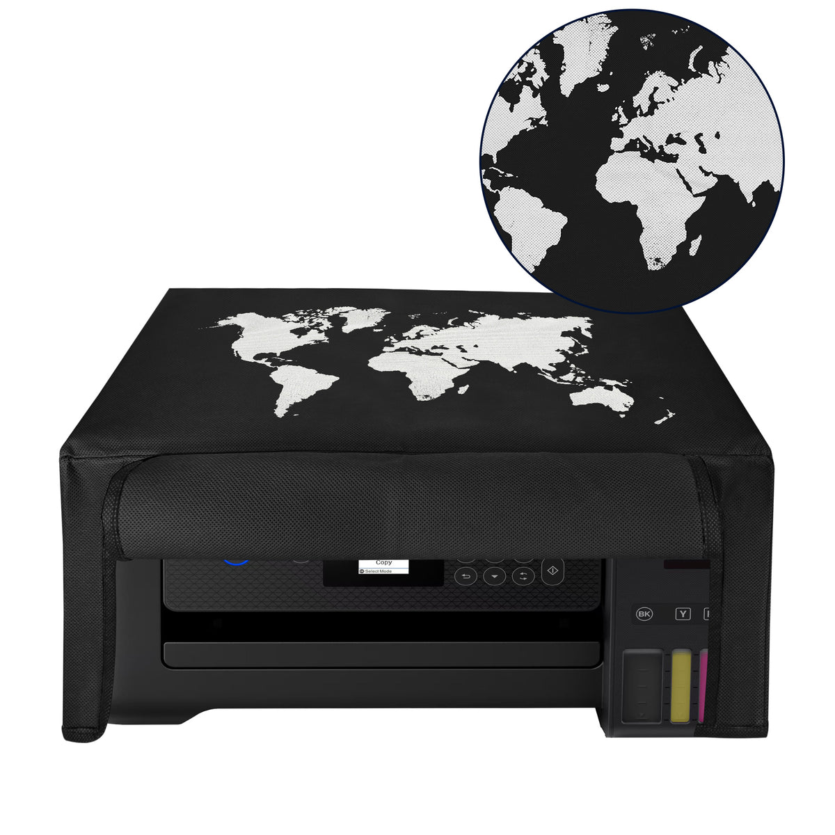 Staubschutzhülle für Epson EcoTank ET-2850 / EcoTank ET-2856 / Home XP-5200 Weltkarte Weiß
