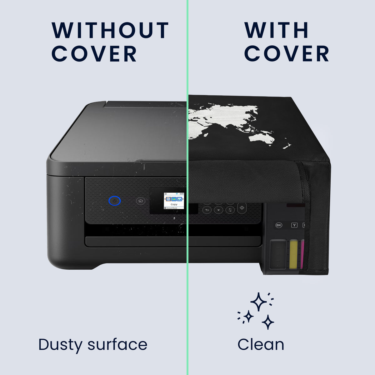 Staubschutzhülle für Epson EcoTank ET-2850 / EcoTank ET-2856 / Home XP-5200 Weltkarte Weiß