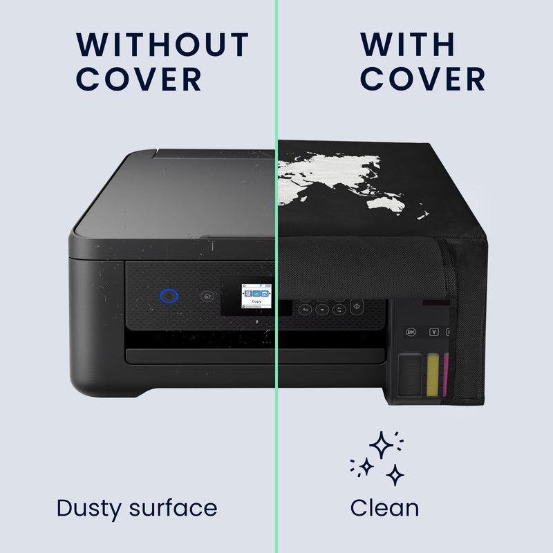 Staubschutzhülle für Epson EcoTank ET-2850 / EcoTank ET-2856 / Home XP-5200 Weltkarte Weiß