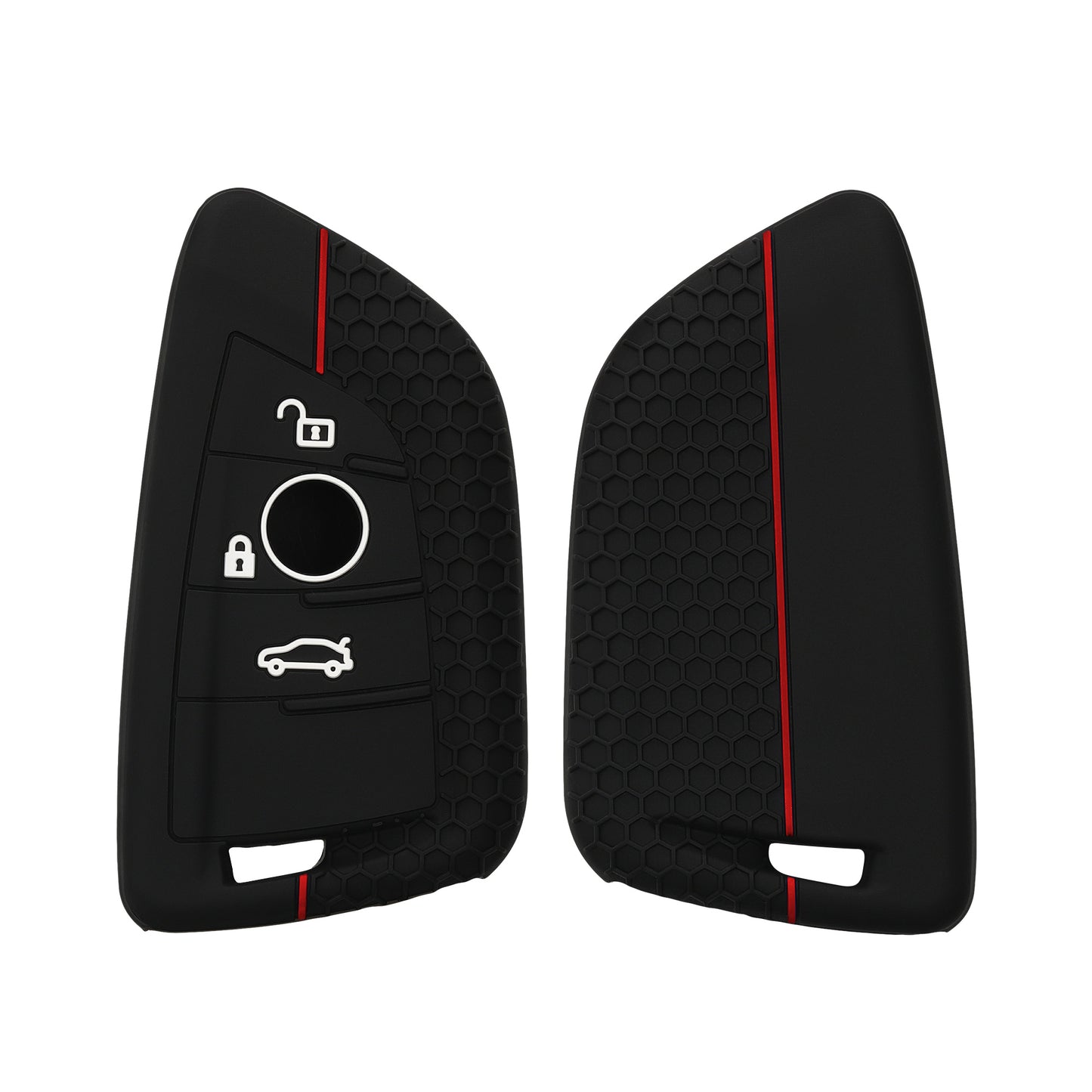 kwmobile Schlüsselhülle für BMW 3-Tasten Smart Key Autoschlüssel Hülle - Autoschlüssel Schlüssel Hülle aus Silikon - Schlüsseletui in Schwarz Rot Schwarz  [dsg01]