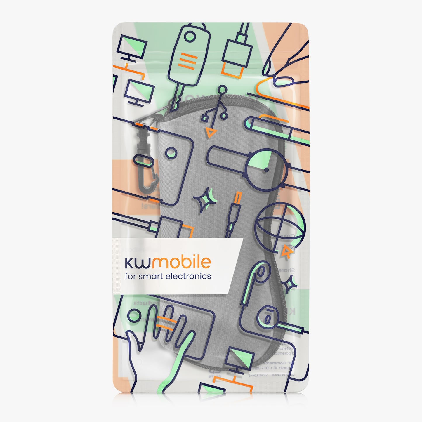 kwmobile Brillenetui - weiche Tasche für Brille oder Sonnenbrille - Etui Case mit Karabiner zum Anhängen - Grau