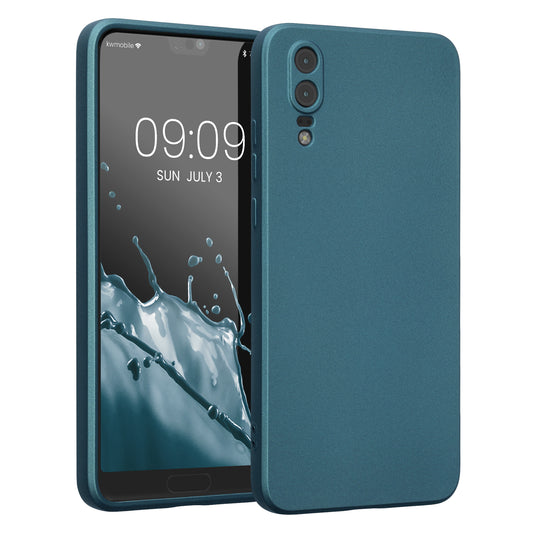 kwmobile Handyhülle für Huawei P20 Hülle - weiche Silikon Case metallisch schimmernd - Schutzhülle Cover - Metallic Karibikblau Metallic Karibikblau  
