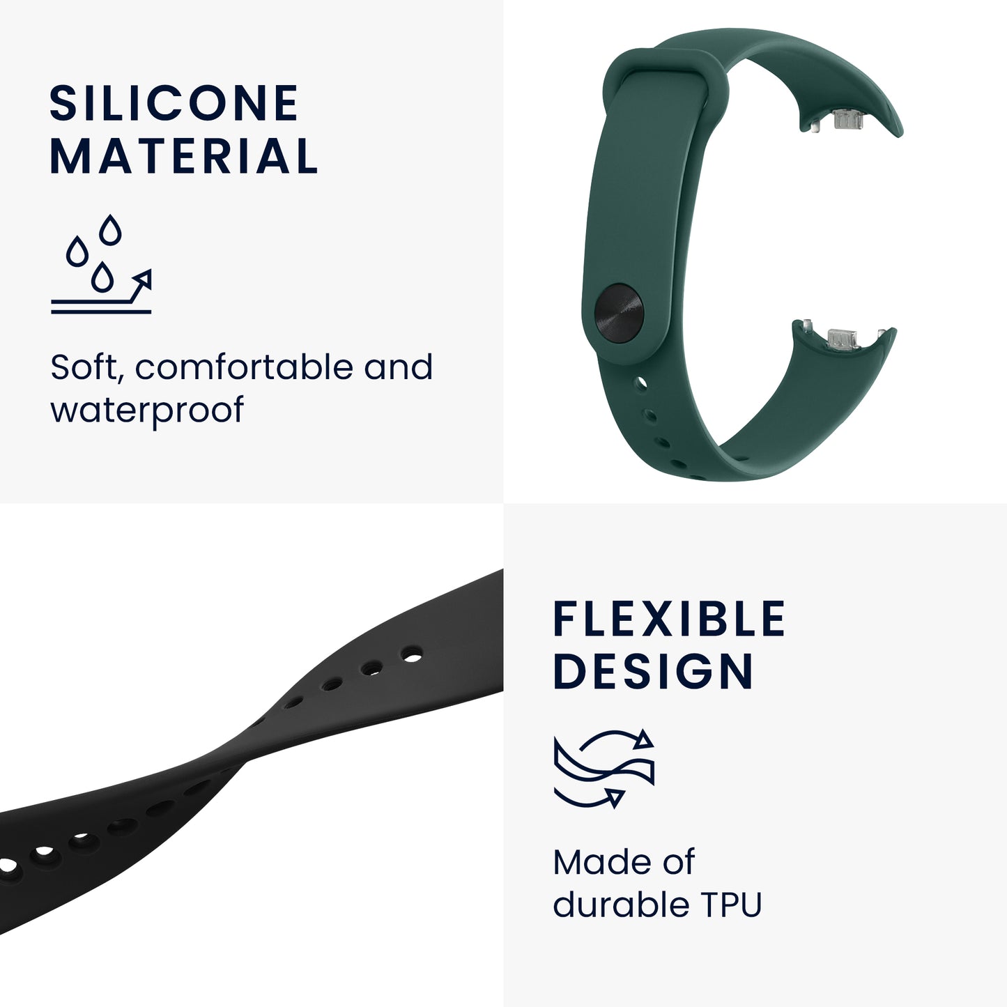 kwmobile Uhrenarmband für Xiaomi Mi Band 10 / Mi Band 9 / 8 Armband Fitnesstracker Band Set Ersatzarmband Smartwatch
