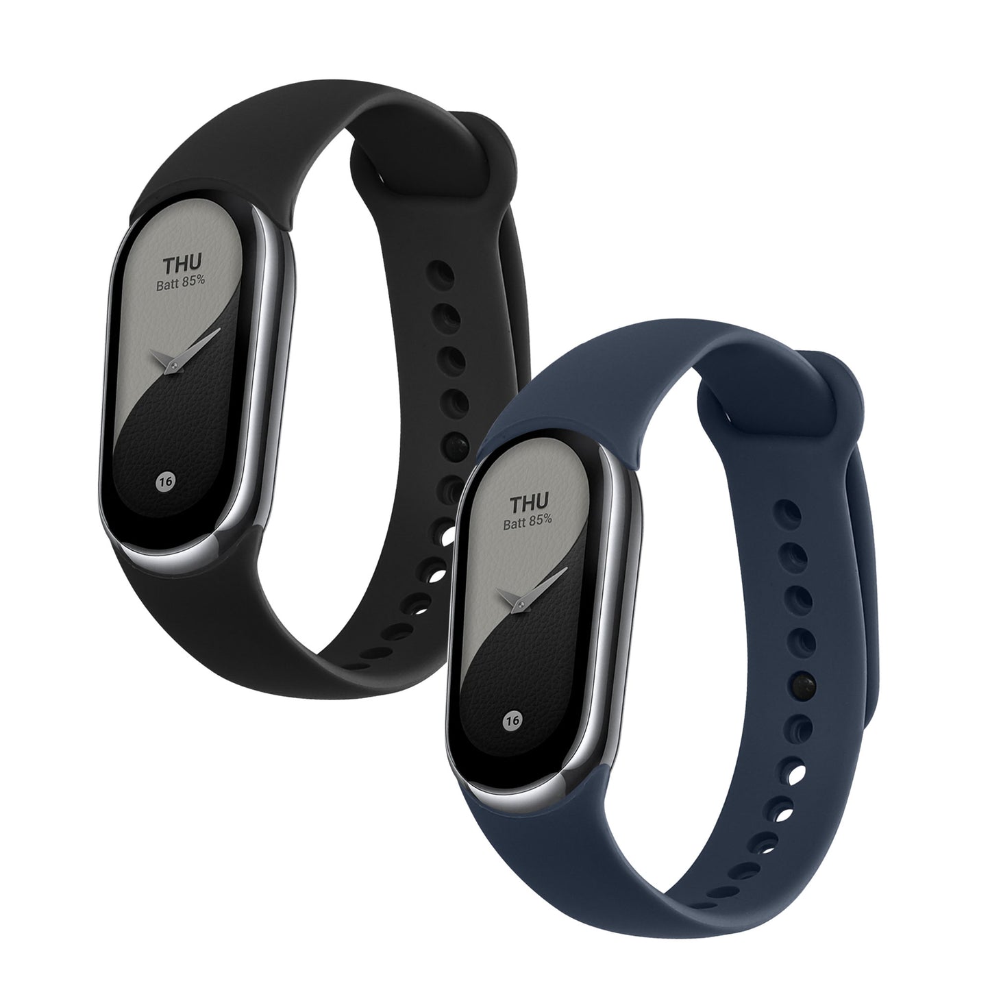 kwmobile 2x Uhrenarmband für Xiaomi Mi Band 10 / Mi Band 9 / 8 Armband - Fitnesstracker Band Set aus TPU Silikon - Ersatzarmband Smartwatch - Schwarz Lavendelgrau Schwarz  [dsg07]