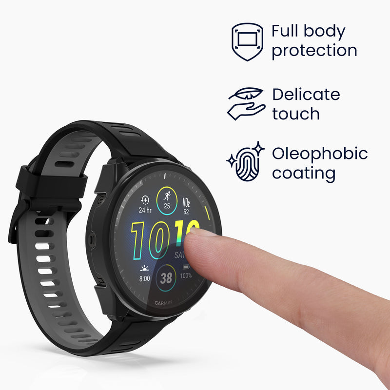 Garmin Forerunner 965 2x Fitnesstracker Komplettschutz Hülle mit Glas Displayschutz