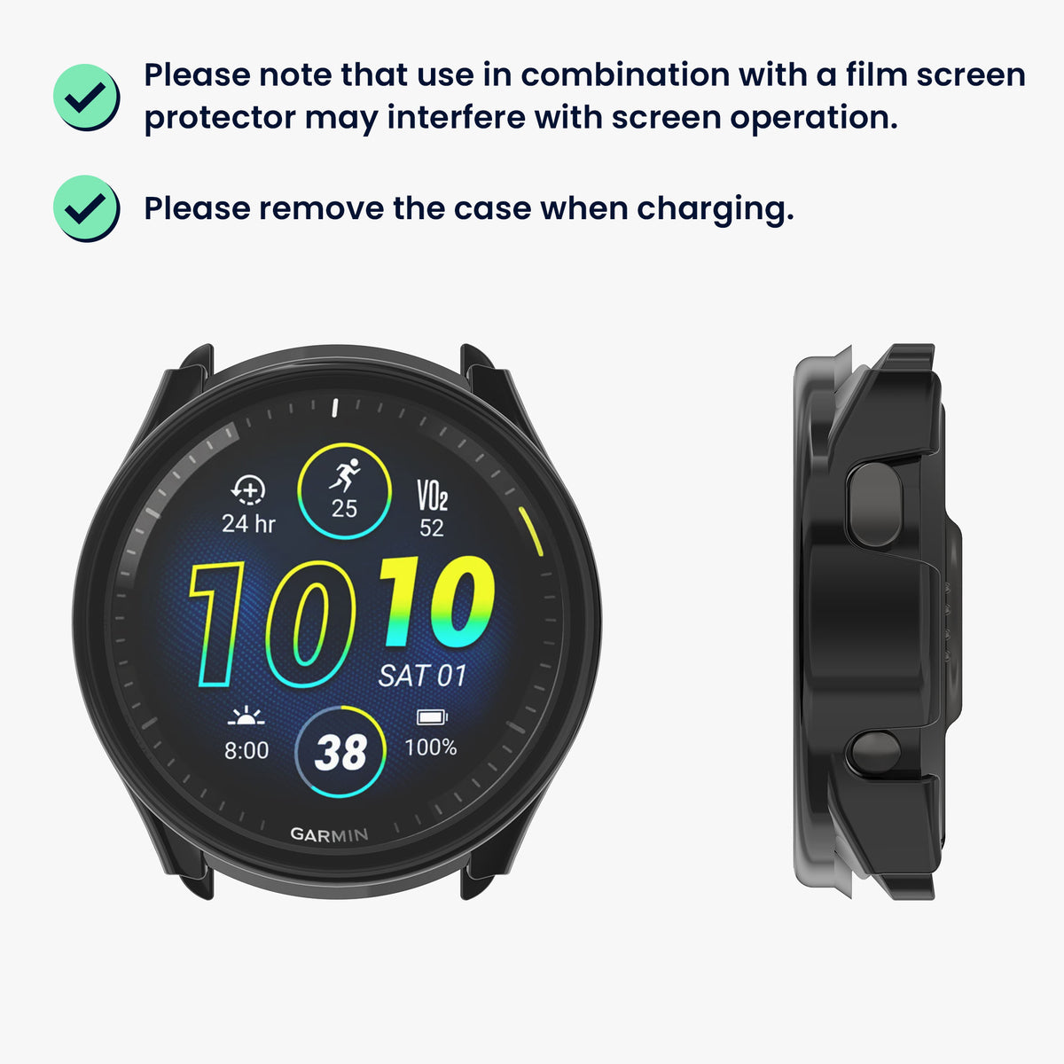 Garmin Forerunner 965 2x Fitnesstracker Komplettschutz Hülle mit Glas Displayschutz