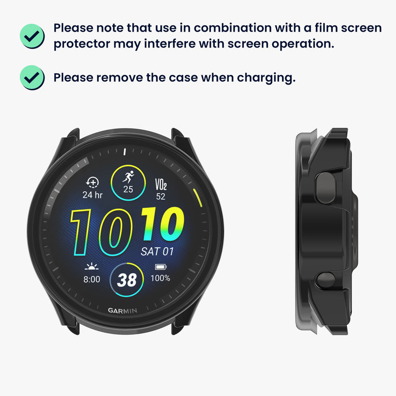 Garmin Forerunner 965 2x Fitnesstracker Komplettschutz Hülle mit Glas Displayschutz