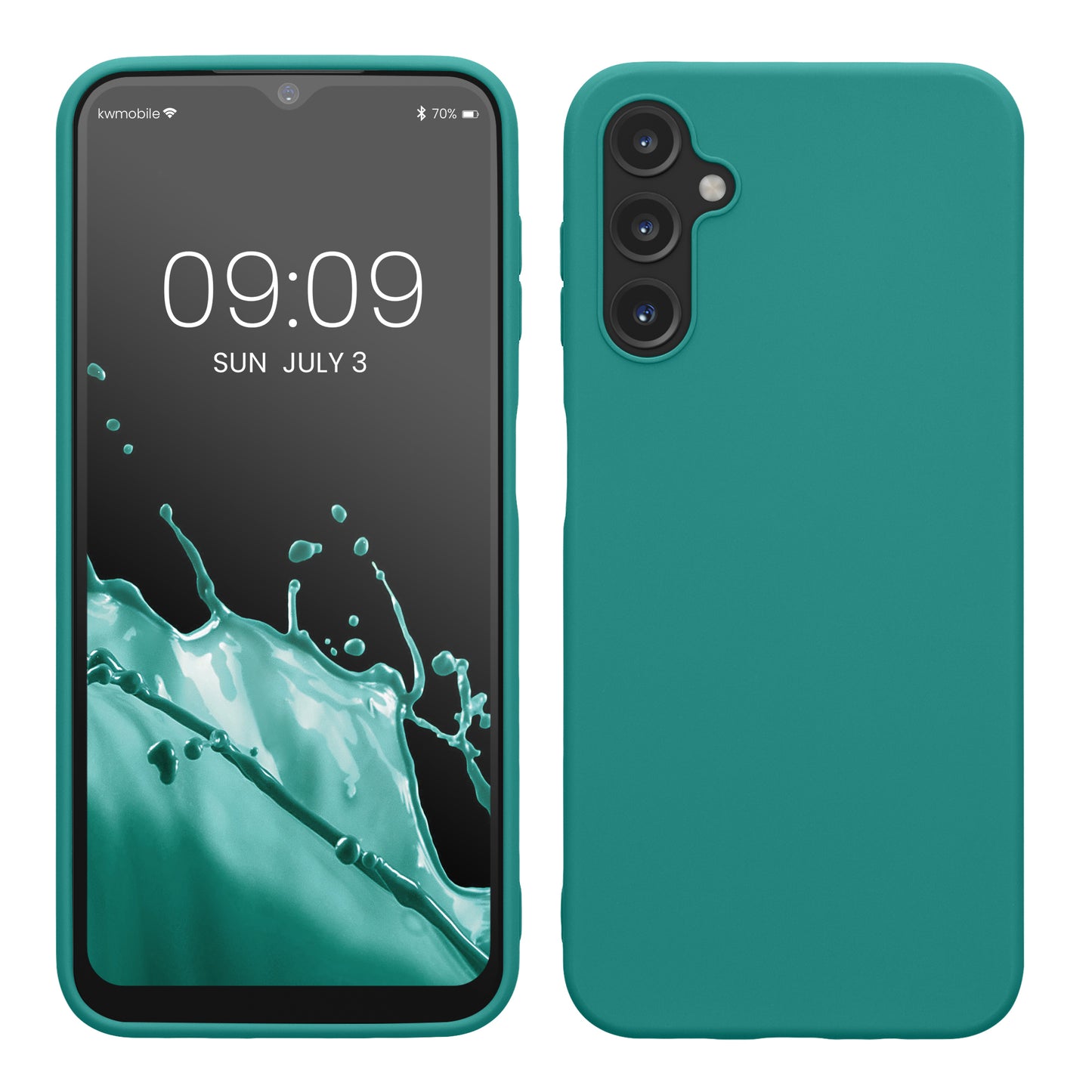 kwmobile Handyhülle für Samsung Galaxy A14 5G Hülle - TPU Case - Kabelloses Laden - Schutzhülle Cover in Petrol matt Petrol matt  