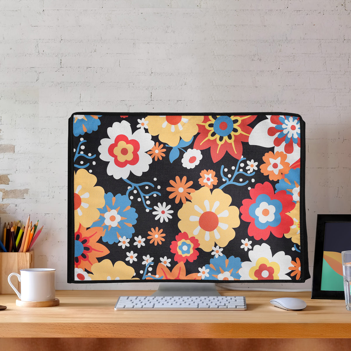 20-22" Monitor Staubschutzhülle Retro Blumen