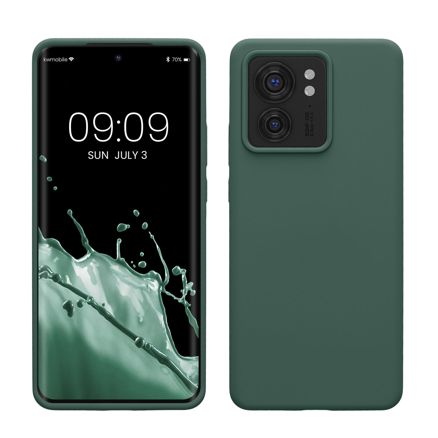 kwmobile Handyhülle für Motorola Edge 40 Hülle - Case Silikon - Kabelloses Laden - Schutzhülle Cover in Tannengrün Tannengrün  