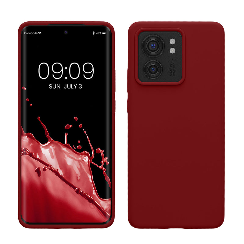 kwmobile Handyhülle für Motorola Edge 40 Hülle - Case Silikon - Kabelloses Laden - Schutzhülle Cover in Rhabarber Rot Rhabarber Rot  