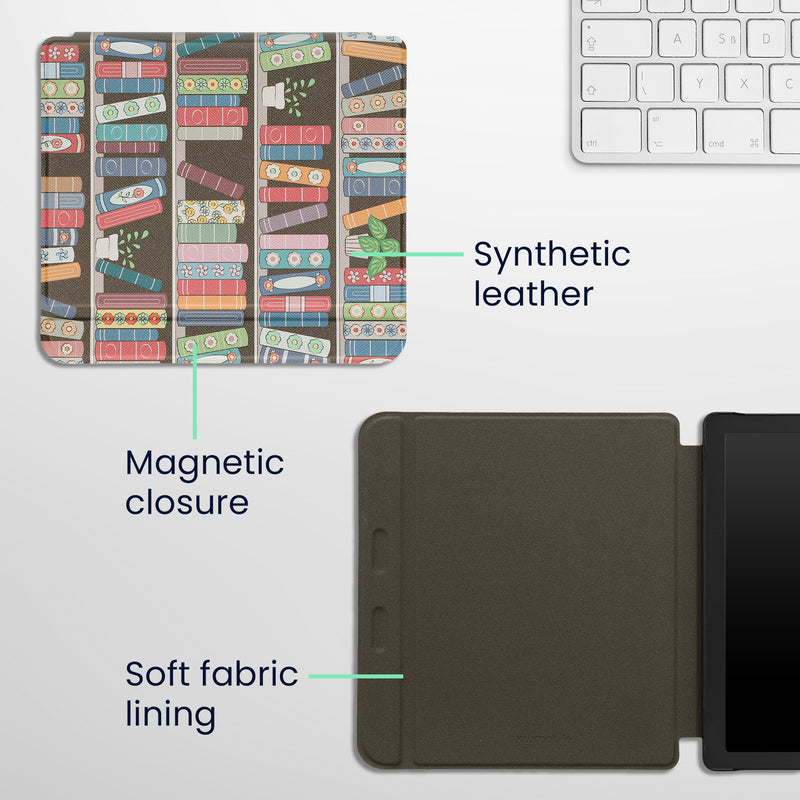 Kobo Libra 2 mit Auto-Sleep eReader Flip Case Bücherregal