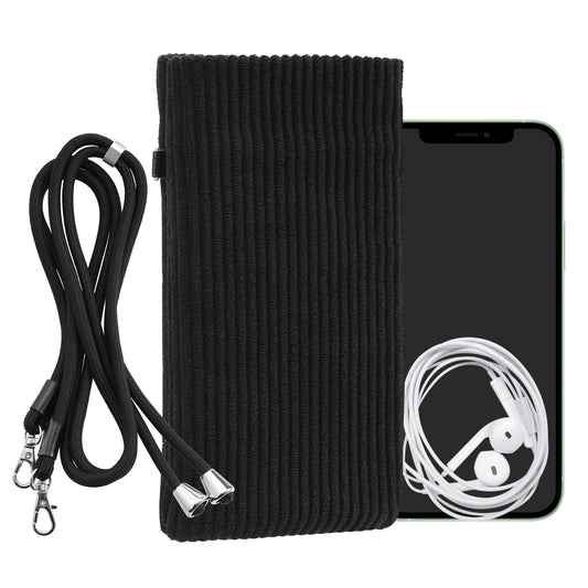kwmobile Handytasche für Smartphones - 7" Handy Tasche - Handy Hülle mit Kordel - Tasche mit Handykette 17,7 x 9 cm Innenmaße