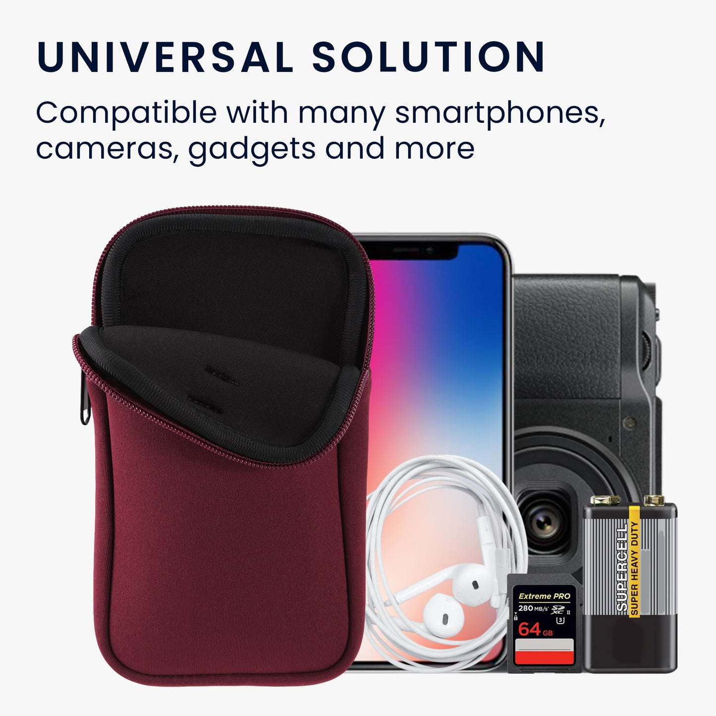 kwmobile Handy Tasche zum Umhängen - Hülle mit Band - Cover mit Reißverschluss - Necklace Case - Hüllen