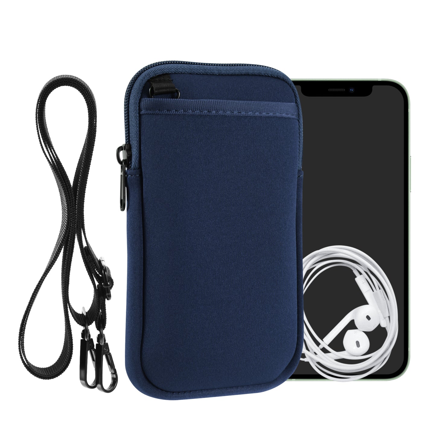 kwmobile Handy Tasche zum Umhängen für XL - 6,7/6,8" - Hülle mit Band - Neopren Cover mit Reißverschluss - 17,2 x 8,4 cm - Necklace Case in Marineblau Marineblau XL 