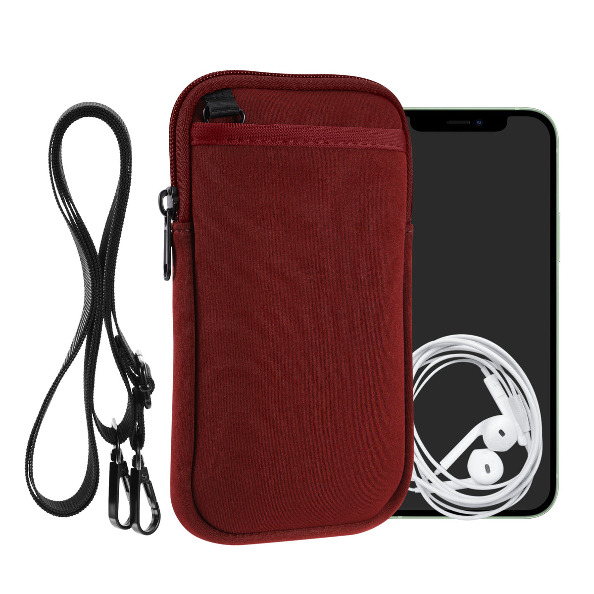 kwmobile Handy Tasche zum Umhängen für XXL - 7" - Hülle mit Band - Neopren Cover mit Reißverschluss - 17,7 x 8,5 cm - Necklace Case in Bordeaux Bordeaux XXL