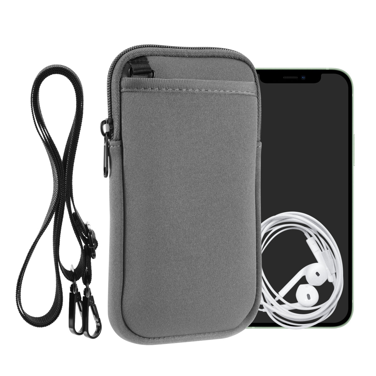 kwmobile Handy Tasche zum Umhängen für XXL - 7" - Hülle mit Band - Neopren Cover mit Reißverschluss - 17,7 x 8,5 cm - Necklace Case in Stone Dust Stone Dust XXL