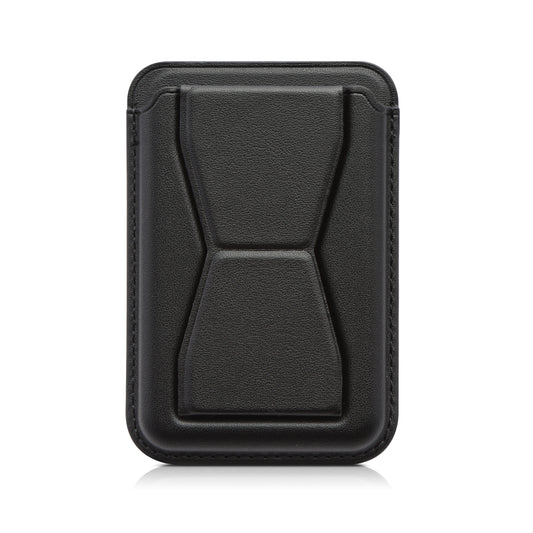 kwmobile Stick-on Kartenhalter für Smartphones - Kunstleder Halter mit Standfunktion - 65 x 95 mm - Platz für 2 Karten - Schwarz Schwarz  