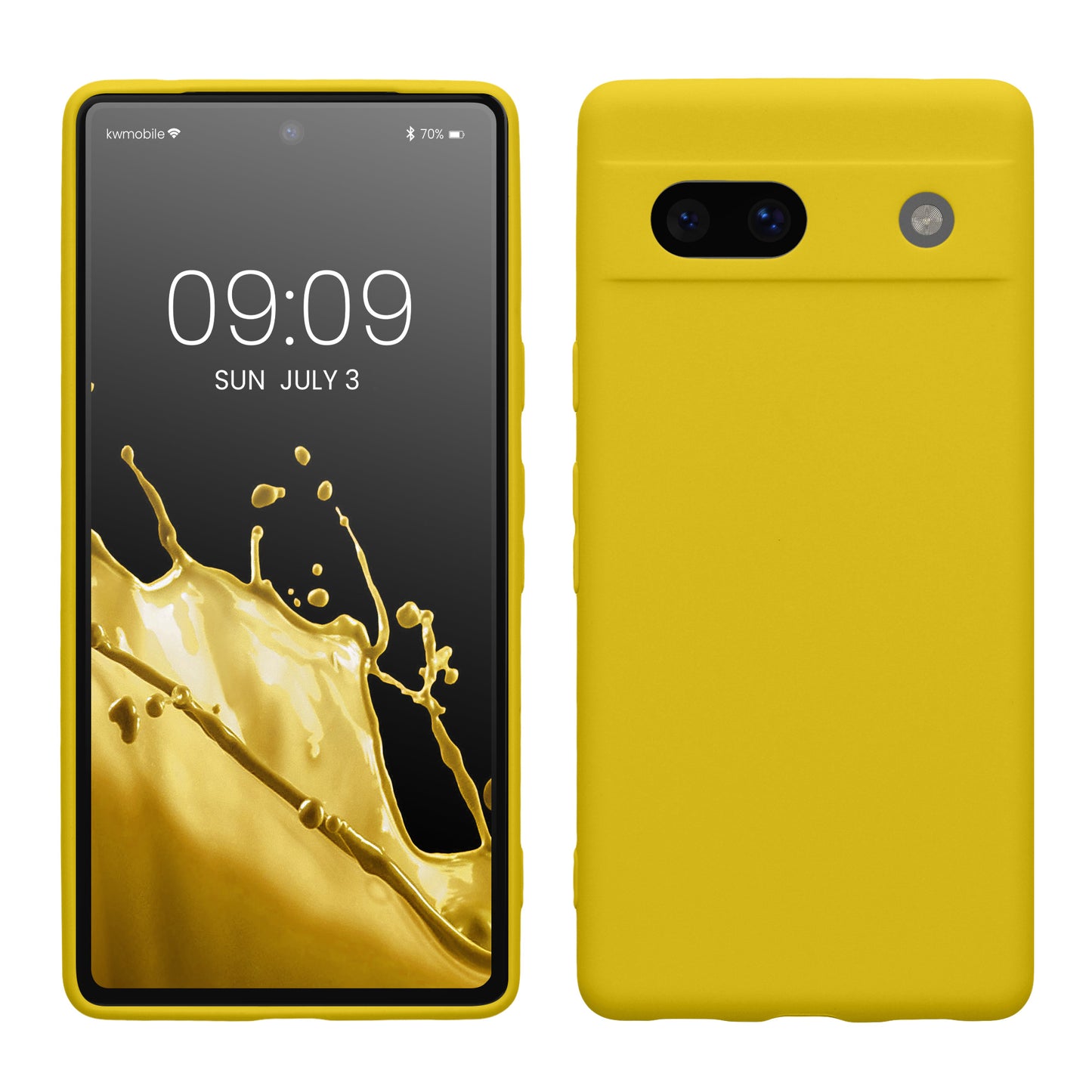 kwmobile Handyhülle für Google Pixel 7a Hülle - weiches Handy Silikon Case - Schutzhülle Cover - Strahlend Gelb Strahlend Gelb  