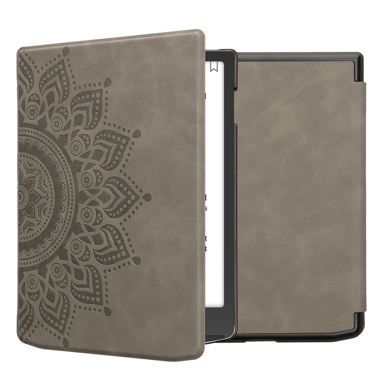 kwmobile Schutzhülle für Pocketbook InkPad 4 / Color 3 / Color 2 / Vivlio InkPad 4 / InkPad Color 3 Hülle - eReader Case aus Kunstleder mit Auto Sleep Funktion - Aufgehende Sonne mit Grau Grau  [dsg03]