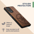 Holz Hardcase mit TPU Bumper für Xiaomi Poco F5 5G Kompass Vintage
