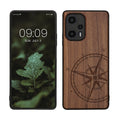Holz Hardcase mit TPU Bumper für Xiaomi Poco F5 5G Kompass Vintage