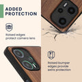 Holz Hardcase mit TPU Bumper für Xiaomi Poco F5 5G Kompass Vintage