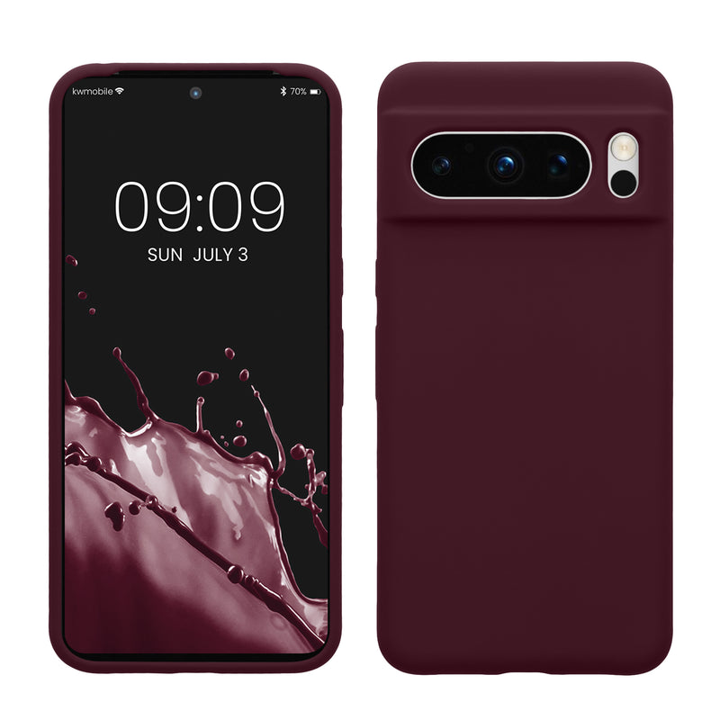kwmobile Handyhülle für Google Pixel 8 Pro Hülle, für Pixel 8 Pro Case - Hülle Silikon - kabelloses Laden - Bordeaux Violett Bordeaux Violett  