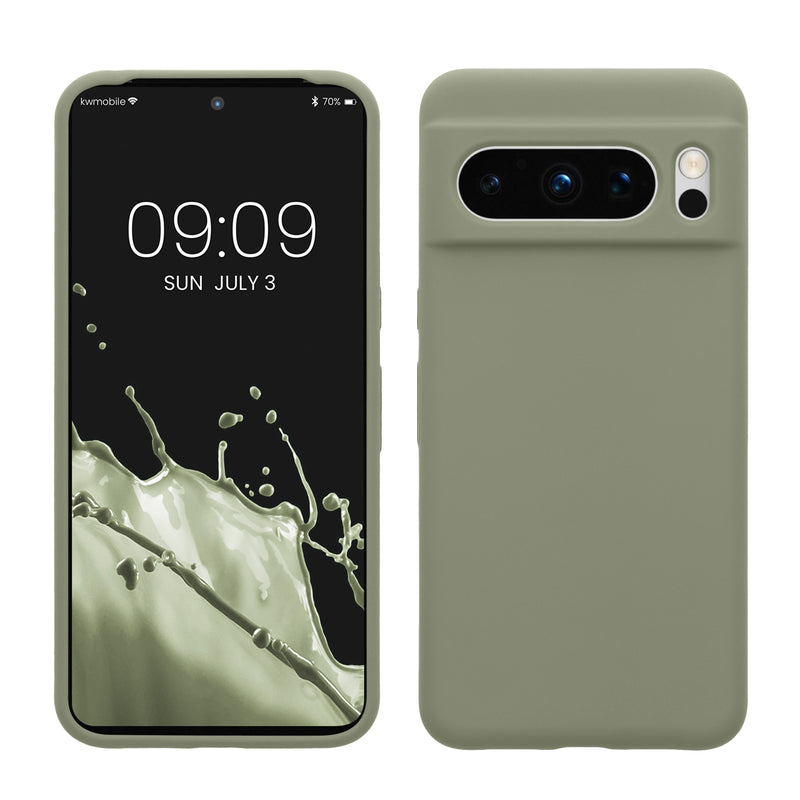 kwmobile Handyhülle für Google Pixel 8 Pro Hülle, für Pixel 8 Pro Case - Hülle Silikon - kabelloses Laden - Graugrün Graugrün  