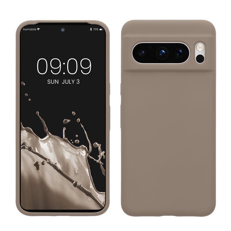 kwmobile Handyhülle für Google Pixel 8 Pro Hülle, für Pixel 8 Pro Case - Hülle Silikon - kabelloses Laden - Taupe Taupe  