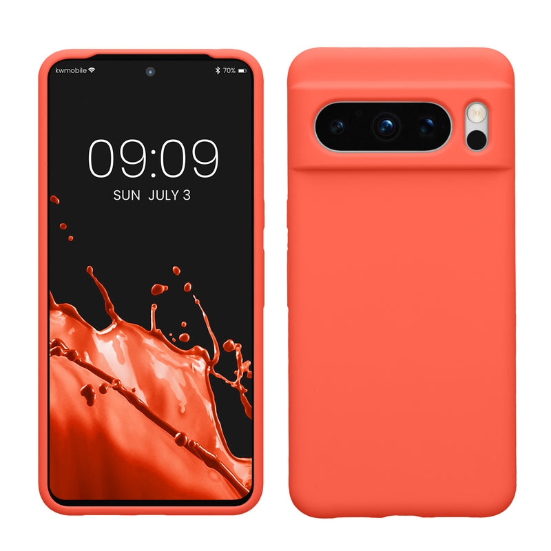 kwmobile Handyhülle für Google Pixel 8 Pro Hülle, für Pixel 8 Pro Case - Hülle Silikon - kabelloses Laden - Leuchtende Koralle Leuchtende Koralle  