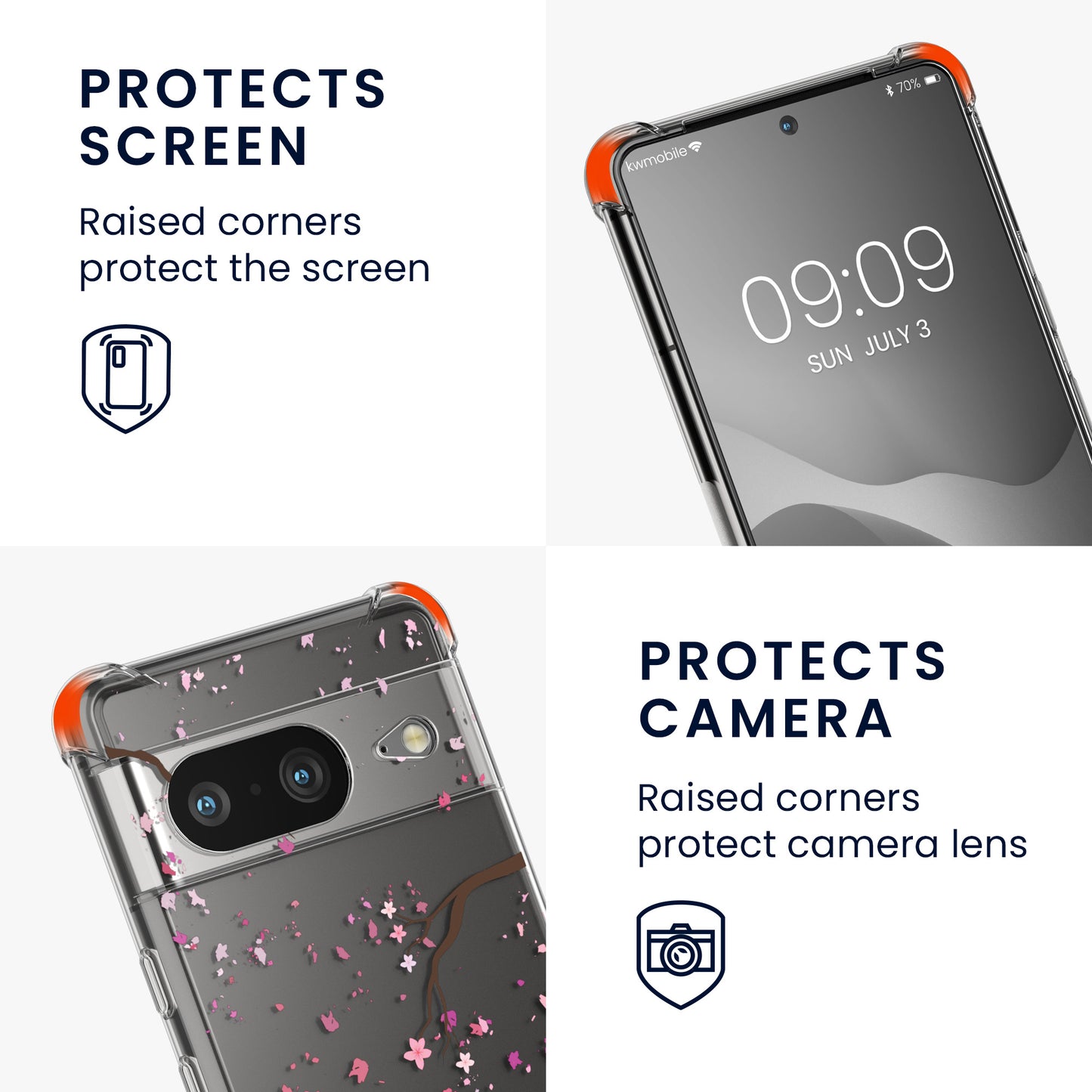 kwmobile Necklace Case kompatibel mit Google Pixel 8 Hülle - Silikon Cover mit Handykette - Transparent Travel Schriftzug