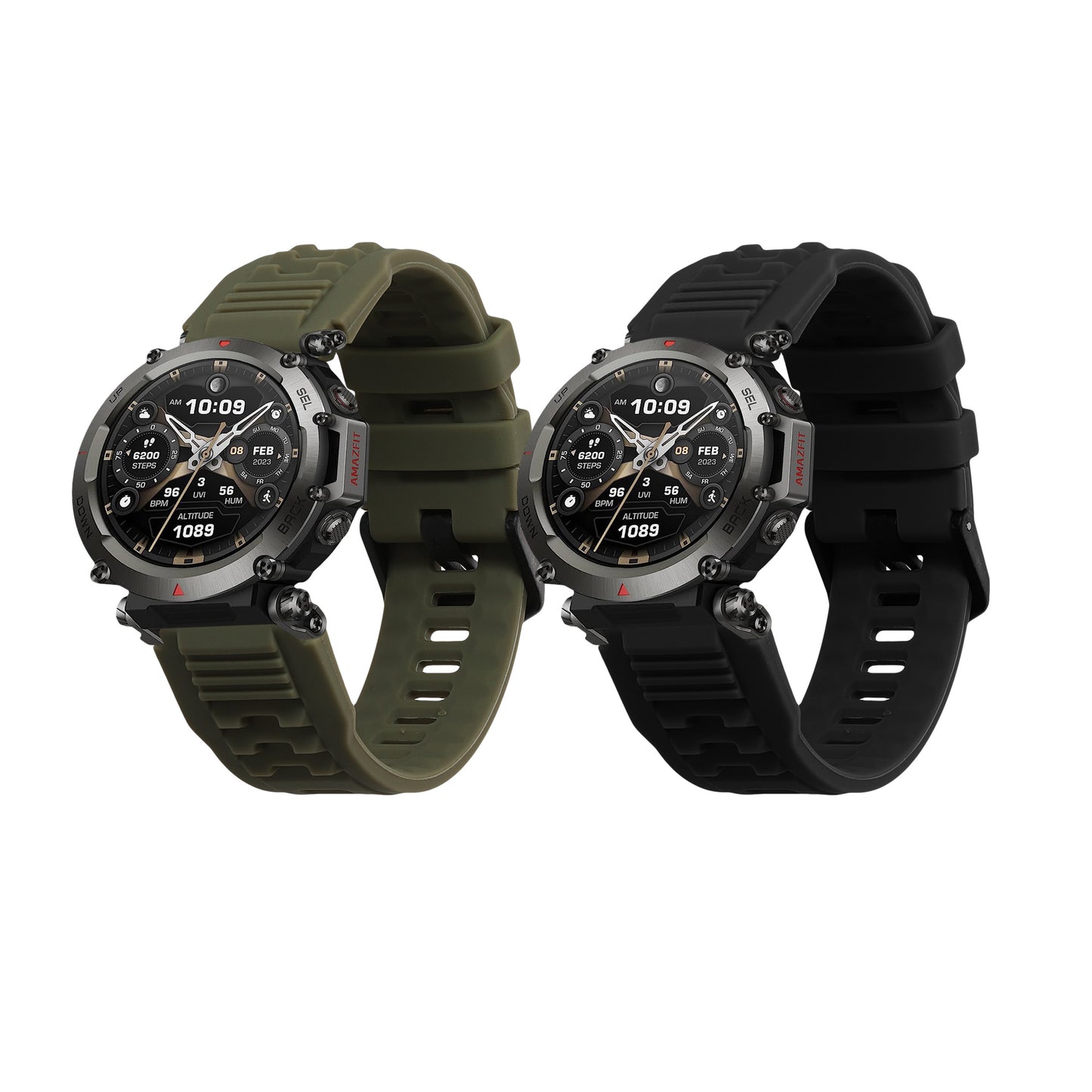 kwmobile 2x Uhrenarmband für Garmin T-Rex Ultra Armband - Fitnesstracker Band Set aus TPU Silikon - Ersatzarmband Smartwatch - Schwarz Dunkelgrün Schwarz  [dsg02]