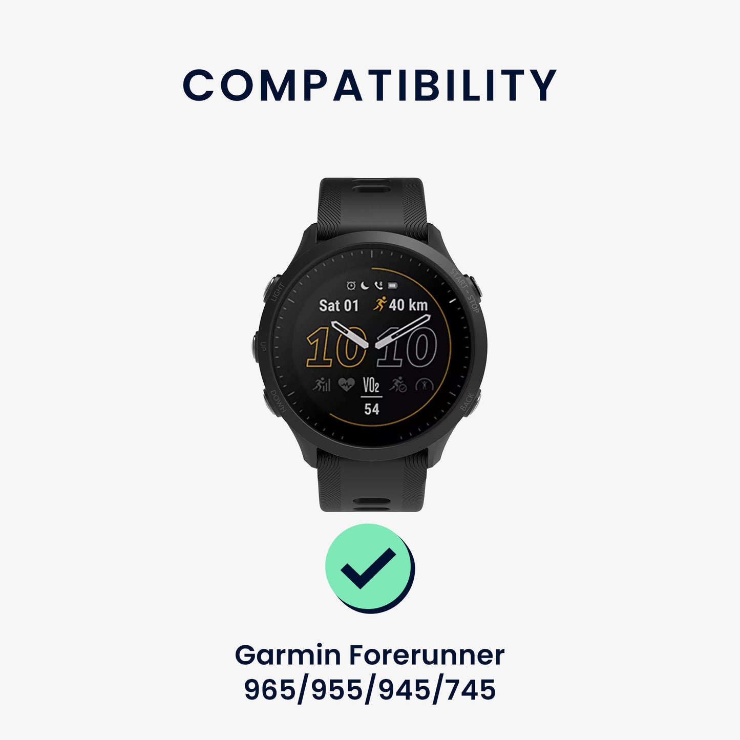 kwmobile Silikon Uhrenarmband für Garmin Forerunner 965 / 955 / 945 / 745 Armband - Ersatzarmband für Fitnesstracker