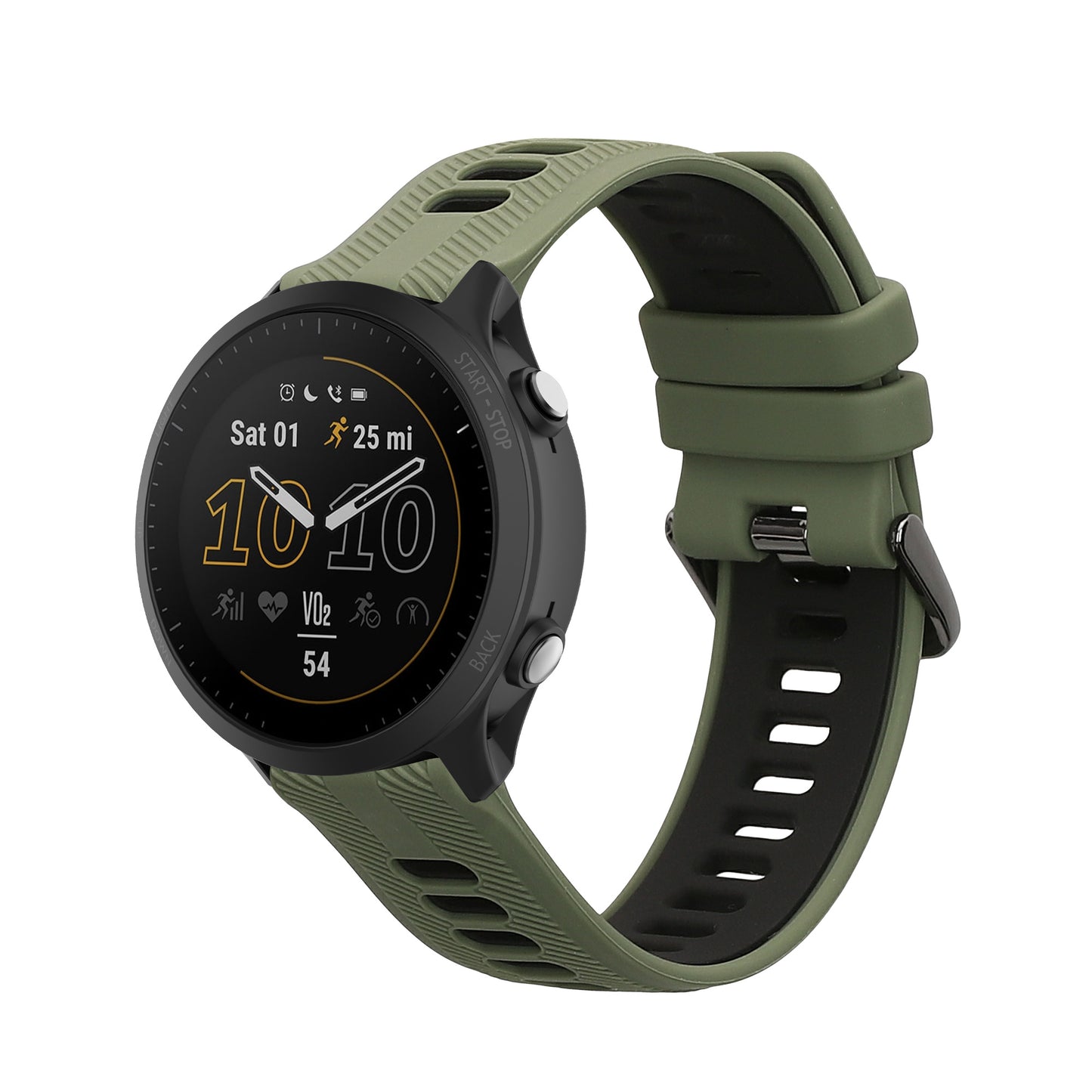kwmobile Silikon Uhrenarmband für Garmin Forerunner 965 / 955 / 945 / 745 Armband - Ersatzarmband für Fitnesstracker - Wechselarmband Smartwatch - Dunkelgrün Schwarz Dunkelgrün  [dsg03]
