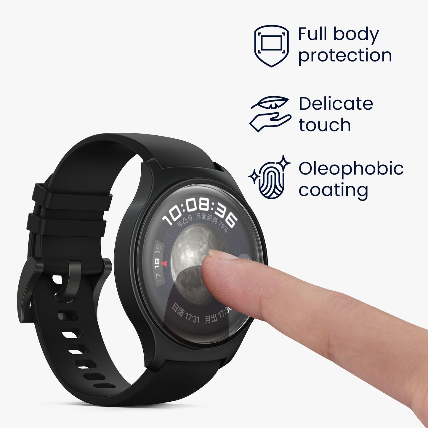 kwmobile Glas Hülle für Huawei Watch 4 Schutzhülle - Fullbody Fitnesstracker Case Set aus Glas