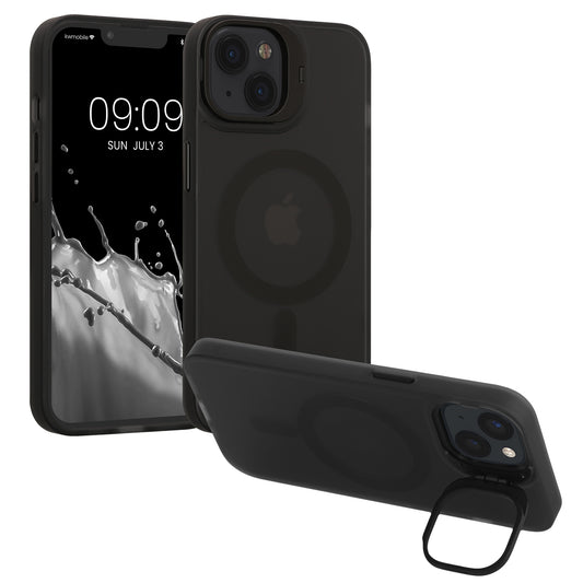 kwmobile Hülle kompatibel mit Apple iPhone 13 Hülle - Hard Case mit erhöhtem Rand - Kameraschutz integriert Schwarz Transparent Schwarz  